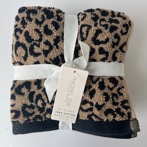 Rachel Zoe Washcloths Leopard Cheetah  100% Cotton  New Reversible SET OF 4